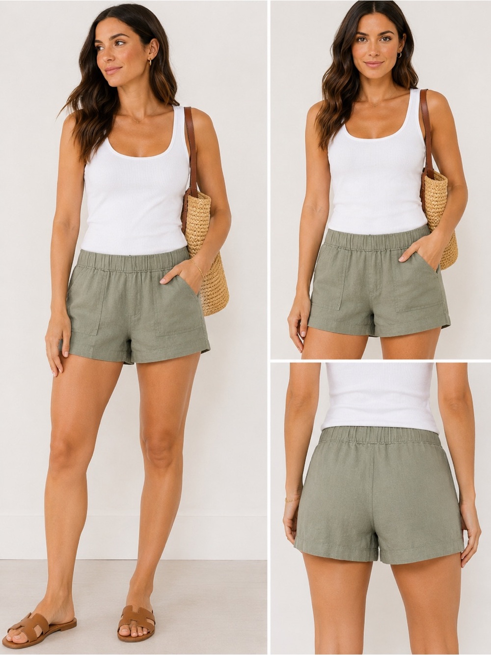 Banana Republic Olive High-Waist Elastic Shorts